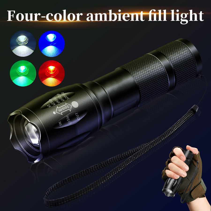 Outdoor Hunting Photography - 多機能充電式懐中電灯緑赤青白マルチカラー LED トーチ釣りキャンプ狩猟写真自撮り