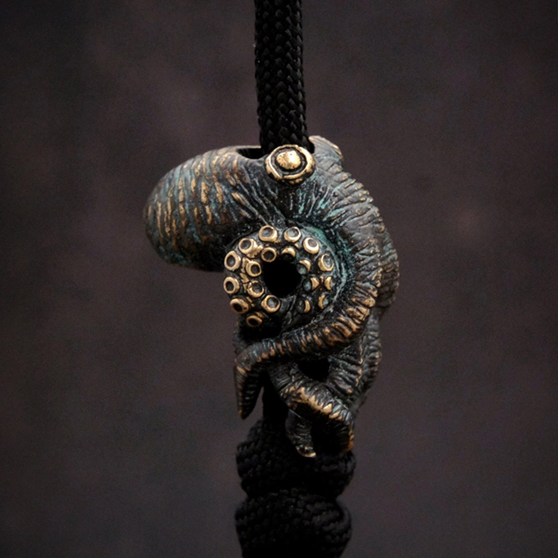 Paracord Survival Bracelet - タコ真鍮ナイフビーズ屋外 EDC 傘ロープペンダント DIY パラコードブレスレットアクセサリーストラップぶら下げ