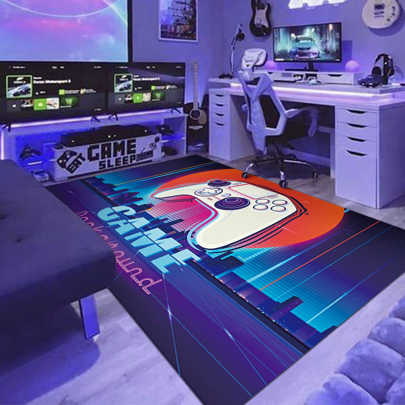 Hunting Outdoor Rug - 面白いゲームパッド柄のエリアラグ、ゲームを一時停止して卵狩りをするためのカーペット、男の子の寝室用、クールなビデオゲームコントローラー、ゲーミングルームフロアマット