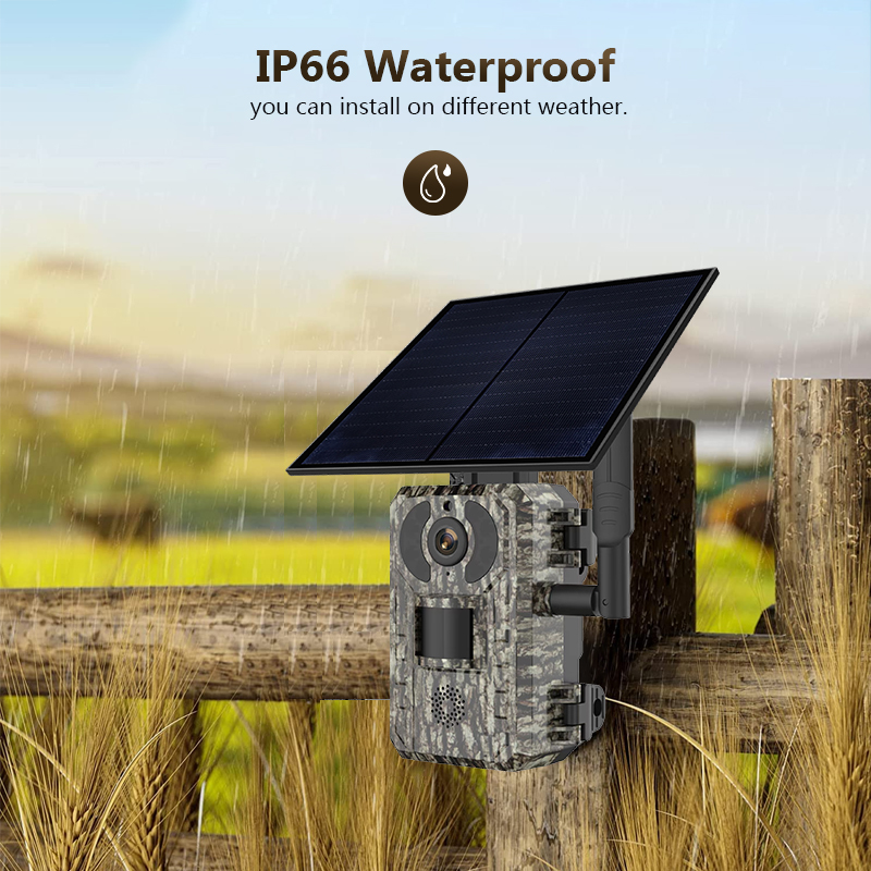 Hunting Outdoor Camera - トレイルおよび屋外撮影カメラ,4mp,wifiアプリ,ソーラーパネル,防水,ip66,セキュリティ