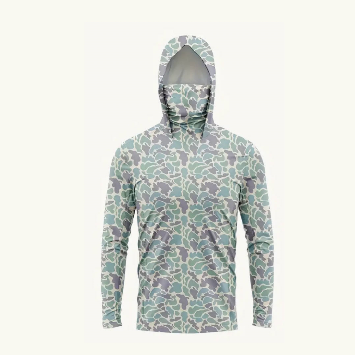 Outdoor Hunting Prints - メンズUPF50+日焼け防止フィッシングフーディー、フェイスマスク付き、カモフラージュプリント、速乾性、UVカット、ハンティング、ボート用長袖シャツ