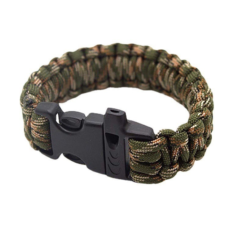 Paracord Survival Bracelet - ホイッスルパラコードブレスレット、7芯パラコード織り、サバイバル、緊急救助、アウトドアブレスレット、バッグアクセサリー