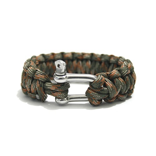 Paracord Survival Bracelet - 男性用多機能サバイバルブレスレット,合金,U字型バックル,織りロープ,屋外キャンプ,緊急ツール,4mm, 7ストランド