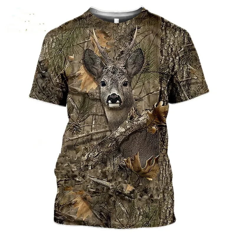 Wildman Hunting & Outdoor Polokwane - 2026 迷彩狩猟動物イノシシ 3d Tシャツ夏カジュアルメンズ Tシャツファッションストリート女性のプルオーバー半袖