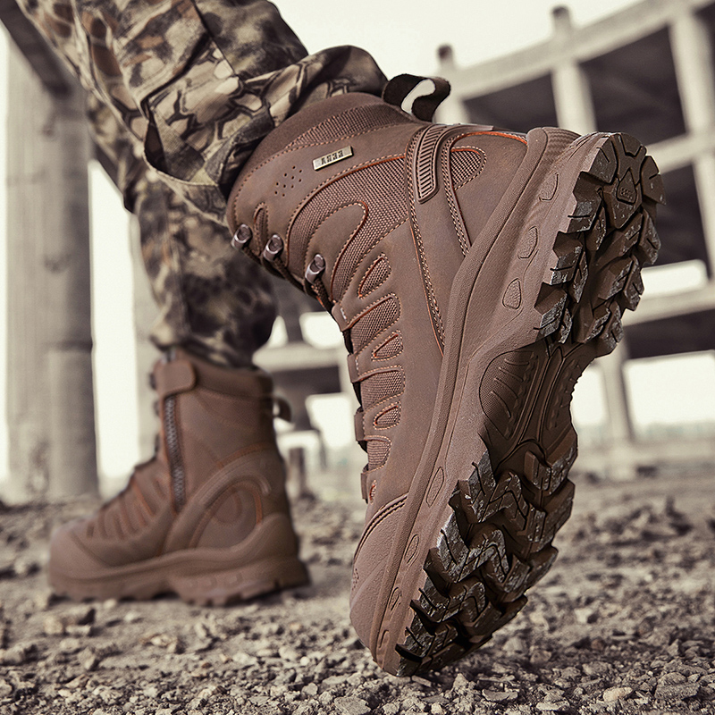 新しい戦術的なブーツ軍事ブランド男性狩猟ハイキングシューズレ - Hunting Outdoor Brands のレビューと価格