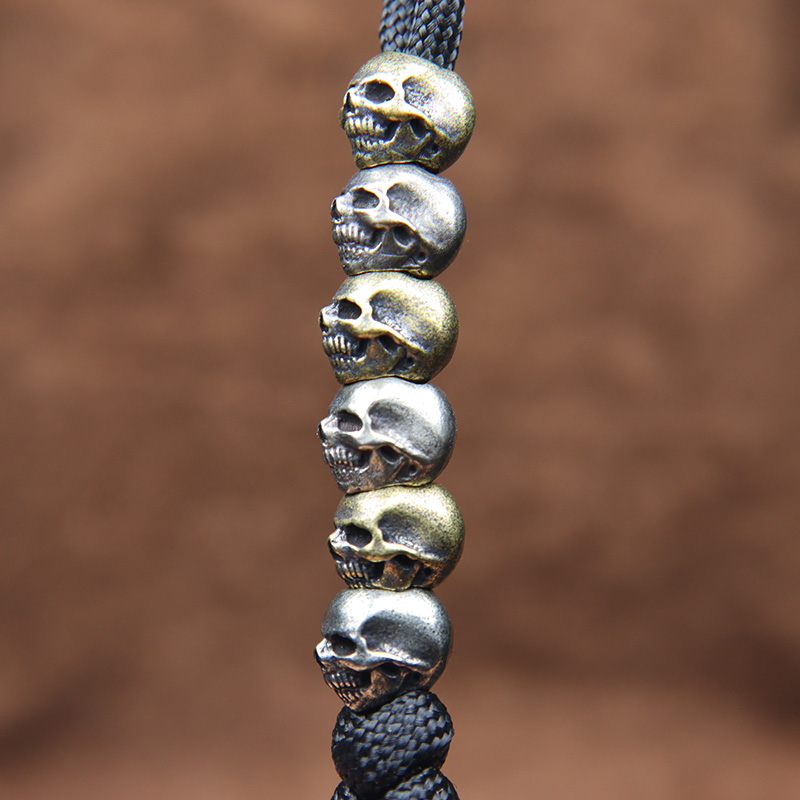 ミニスカルヘッド真鍮ナイフビーズストラップペンダントジュエリ - Paracord Survival Bracelet のレビューと価格