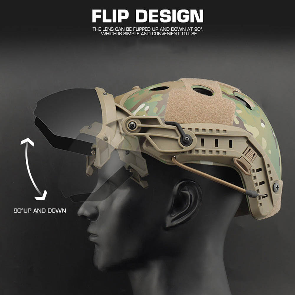 戦術的な FAST ヘルメットガイドゴーグル 90 度フリッ - Outdoor Hunting Guide のレビューと価格