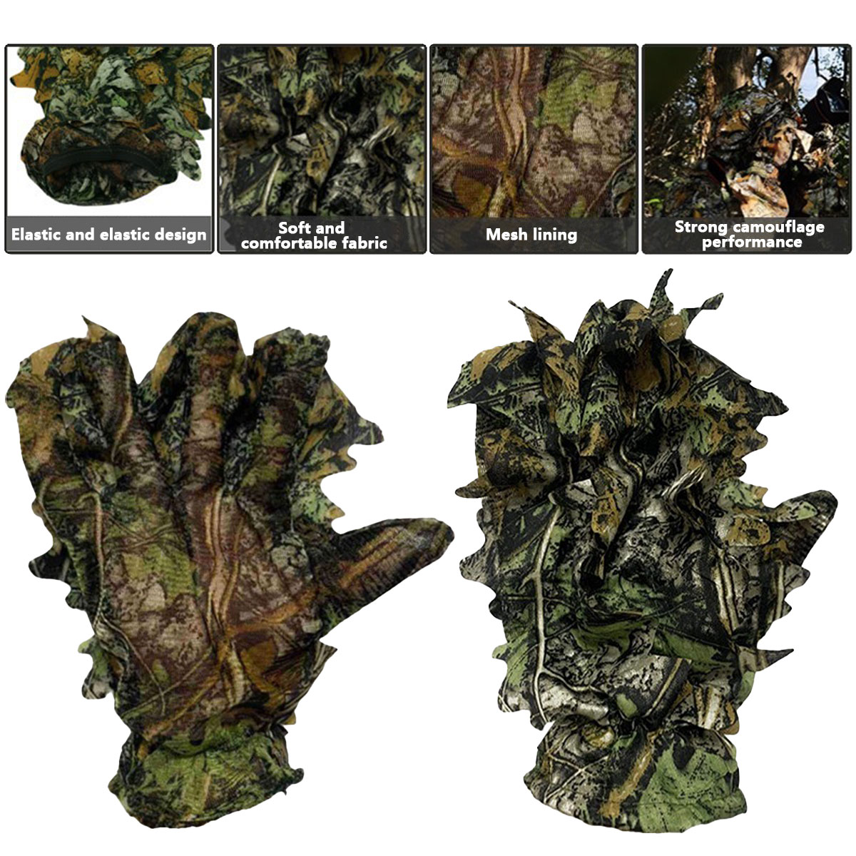 3D 迷彩葉狩猟用手袋卑劣な快適な滑り止め葉手袋狩猟撮影屋外 - Outdoor Hunting Photography のレビューと価格